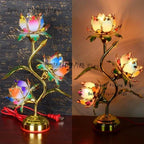 Colorful Petal Lotus candle stick Temple Power Supply Table Lamp