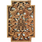 1pc Rectangular Wood Carving Crafts Solid Wood Hollow Lotus Flower Decal Living Room Decoration Chinese Style Home Accessories