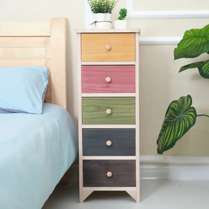 American Color Solid Wood Nightstand Small Size Seam Storage Cabinet Bedroom Drawer Type Narrow Cabinet Wood Chest Of Drawers