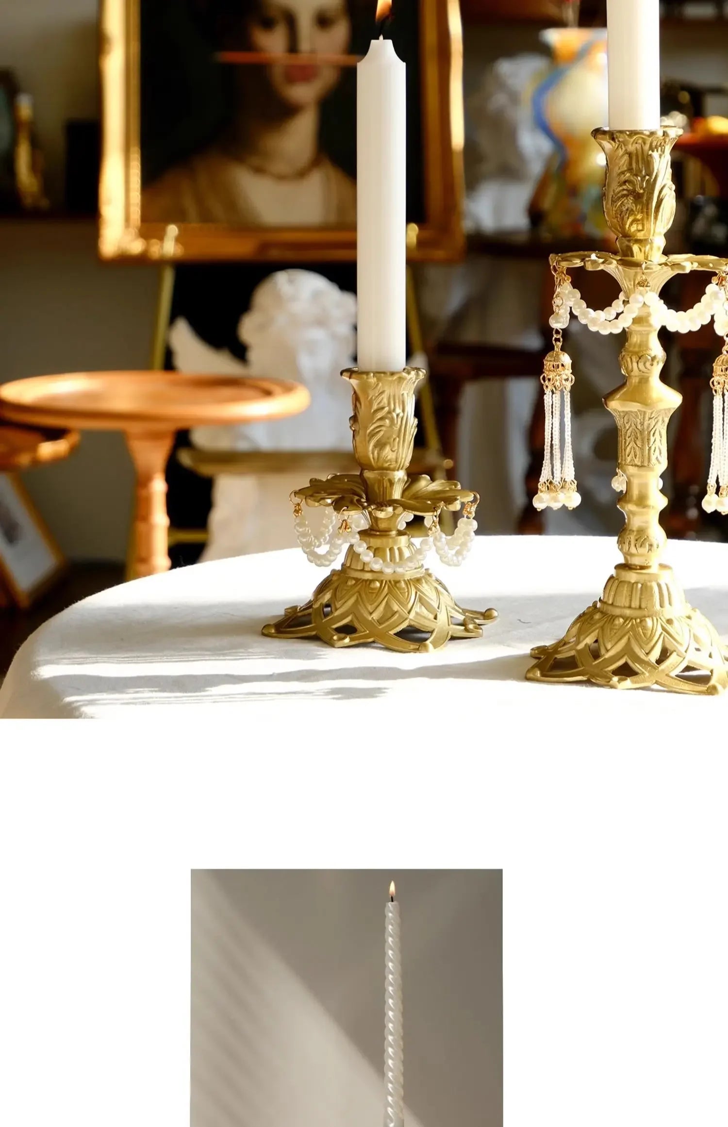 French Ornament, Jia'angli Brass Carving, American Antique Wax Candle Holder, Home Decoration, Classic Decor Piece