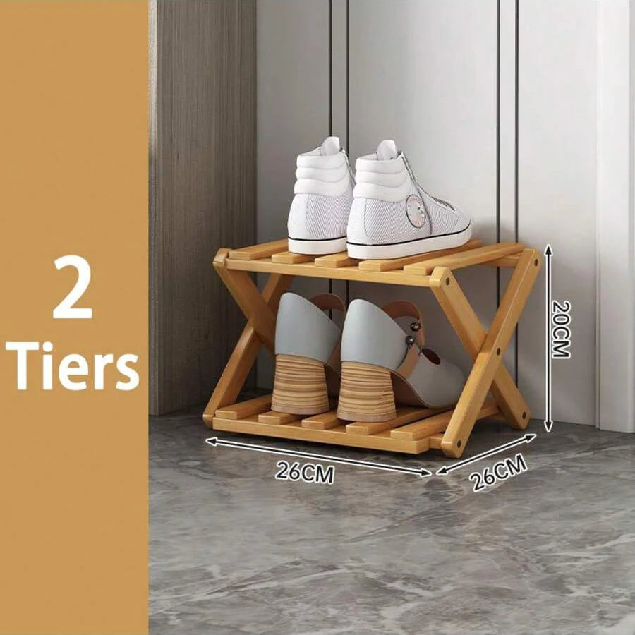 2-9 Tiers Bamboo Shoe Rack Without Installation Small Shoe Rack, Foldable Shoe Storage Rack, Shoe Organizer for Entryway