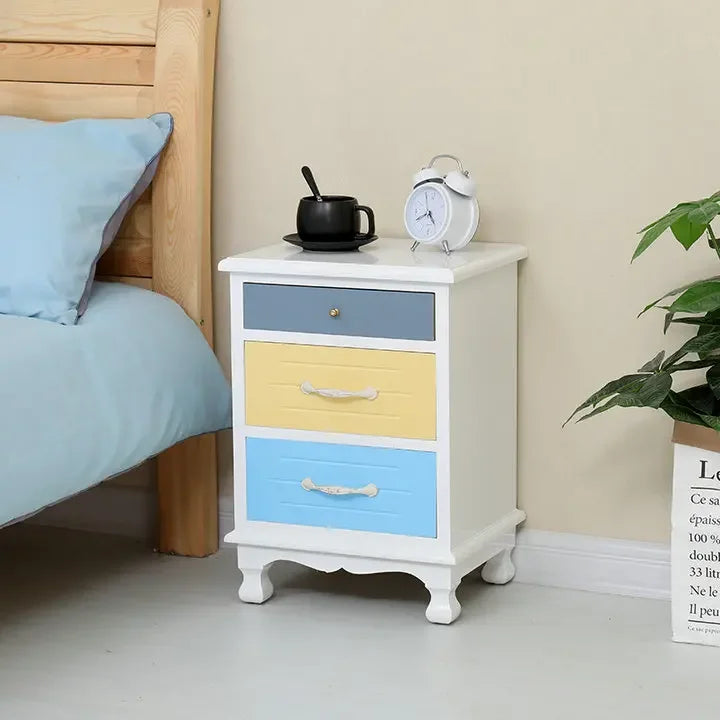 American Color Solid Wood Nightstand Small Size Seam Storage Cabinet Bedroom Drawer Type Narrow Cabinet Wood Chest Of Drawers