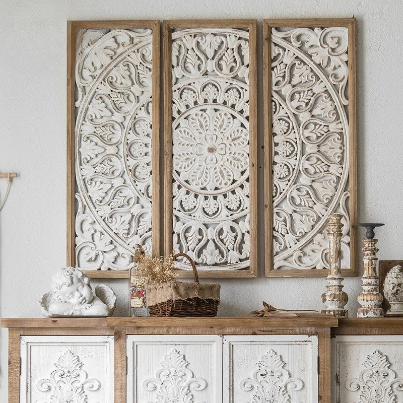 Vintage Floral Wall Art Rustic Farmhouse Decor Photo Backdrop Distressed Metal Hanging Piece Natural-themed Living Room