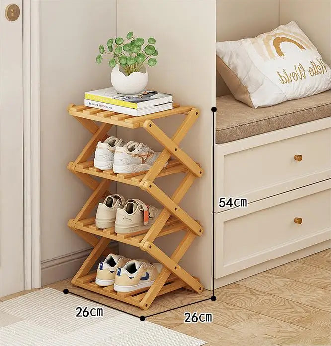 Simple Bamboo Installation-Free Shoe Rack 2-6 Tier Household Multifunctional Storage Rack Living Room Bedroom Shoe Shelf