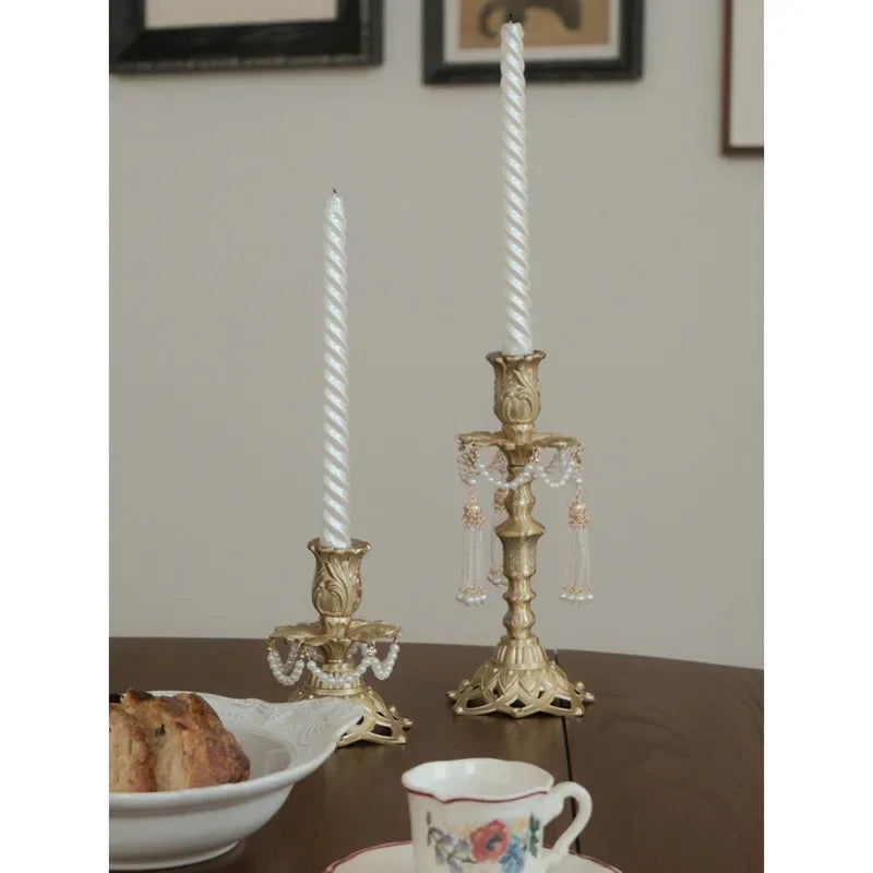 French Ornament, Jia'angli Brass Carving, American Antique Wax Candle Holder, Home Decoration, Classic Decor Piece