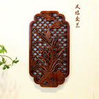 1 Pc Chinese Woodcarving Decorative Painting Meilan Bamboo Chrysanthemum Wood Carving Crafts Home Furnishing Decorations