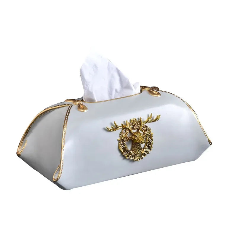 American Resin Tissue Box Light Luxury Simple European Creative Paper Decorative Ornaments for Living Room Coffee Dining Table