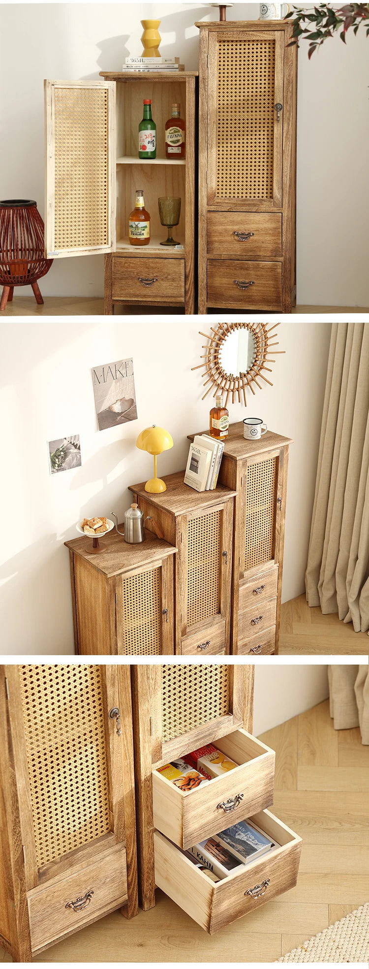 Antique Solid Wood Wine Cabinet with Doors Wall Mounted Entryway Display Shelf Multi-Compartment Dustproof Storage Furniture