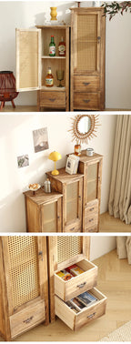 Antique Solid Wood Wine Cabinet with Doors Wall Mounted Entryway Display Shelf Multi-Compartment Dustproof Storage Furniture