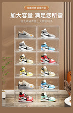 Large AJ Sneaker Organizer Box Thickened Transparent Shoe Box with Magnetic Closure Stackable Multi-Layer Shoe Storage Organizer