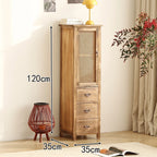 Antique Solid Wood Wine Cabinet with Doors Wall Mounted Entryway Display Shelf Multi-Compartment Dustproof Storage Furniture